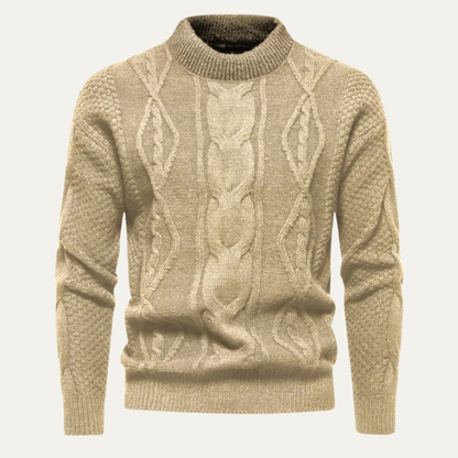Men's Cable Knit Round Neck Sweater