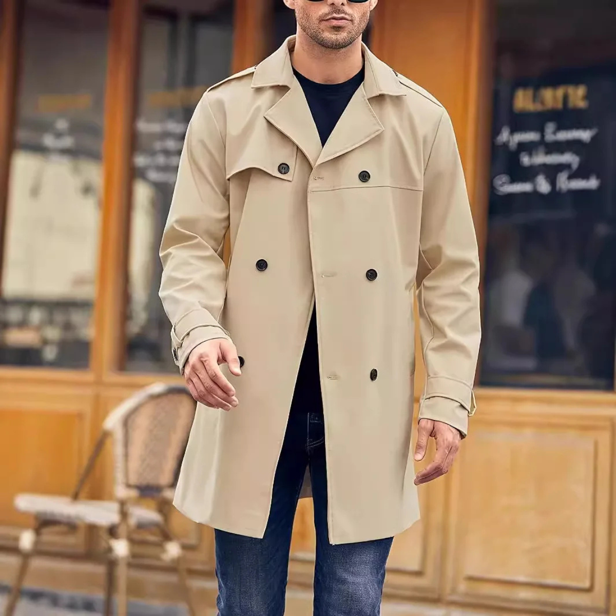 Crownport Men's Double Breasted Trench Coat Waterproof Long