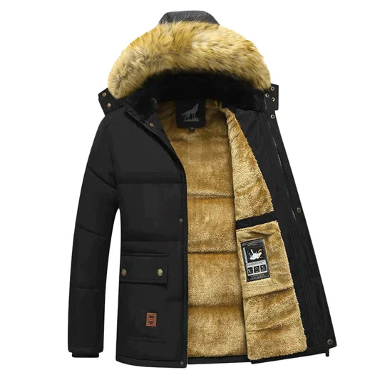 Men's Waterproof Winter Parka Detachable Hood - Fashinoza