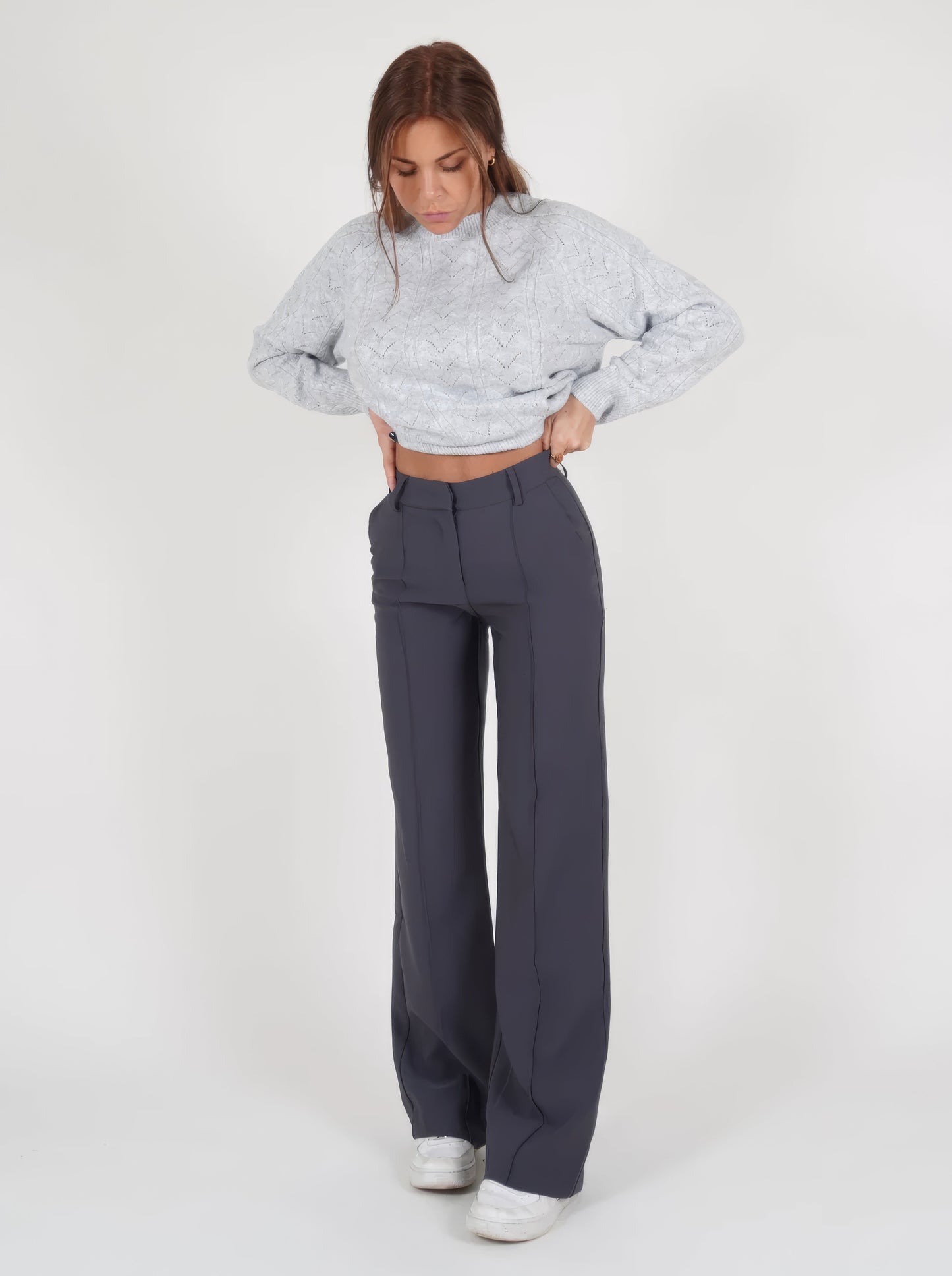 Tailored Wide-Leg Straight Pants