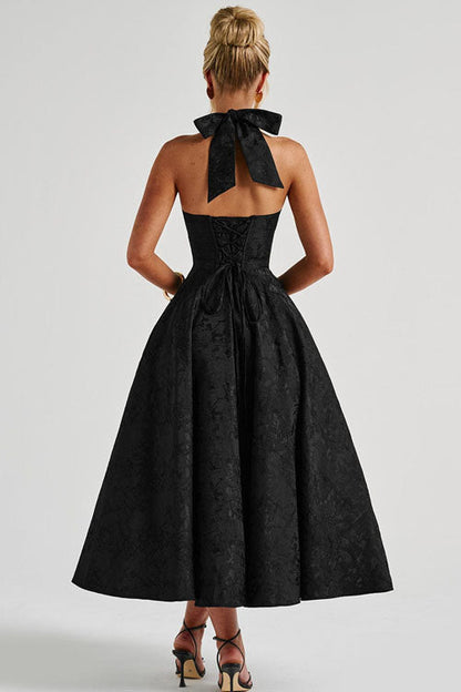 Women's Halterneck Maxi Dress V-Neck