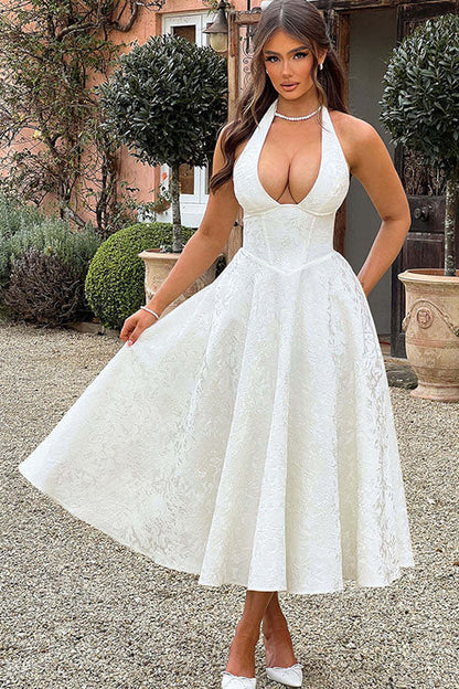 Women's Halterneck Maxi Dress V-Neck