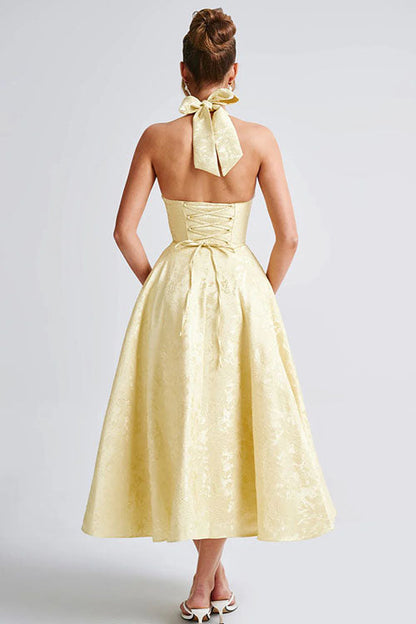 Women's Halterneck Maxi Dress V-Neck