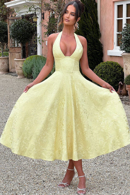 Women's Halterneck Maxi Dress V-Neck