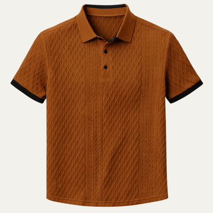 Men's Textured Polo Shirt Contrast Collar - Fashinoza