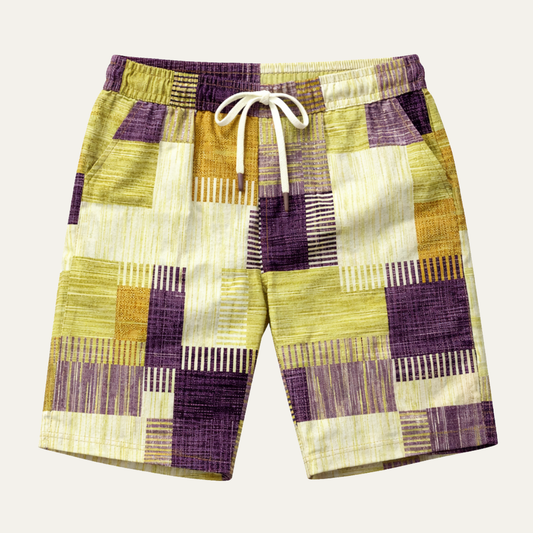 Men's Checked Summer Shorts Drawstring Casual - Fashinoza