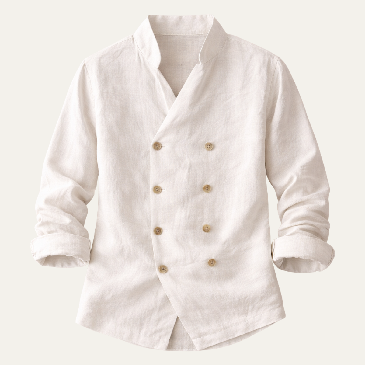 Men's Double Breasted Cotton Linen Shirt - Fashinoza