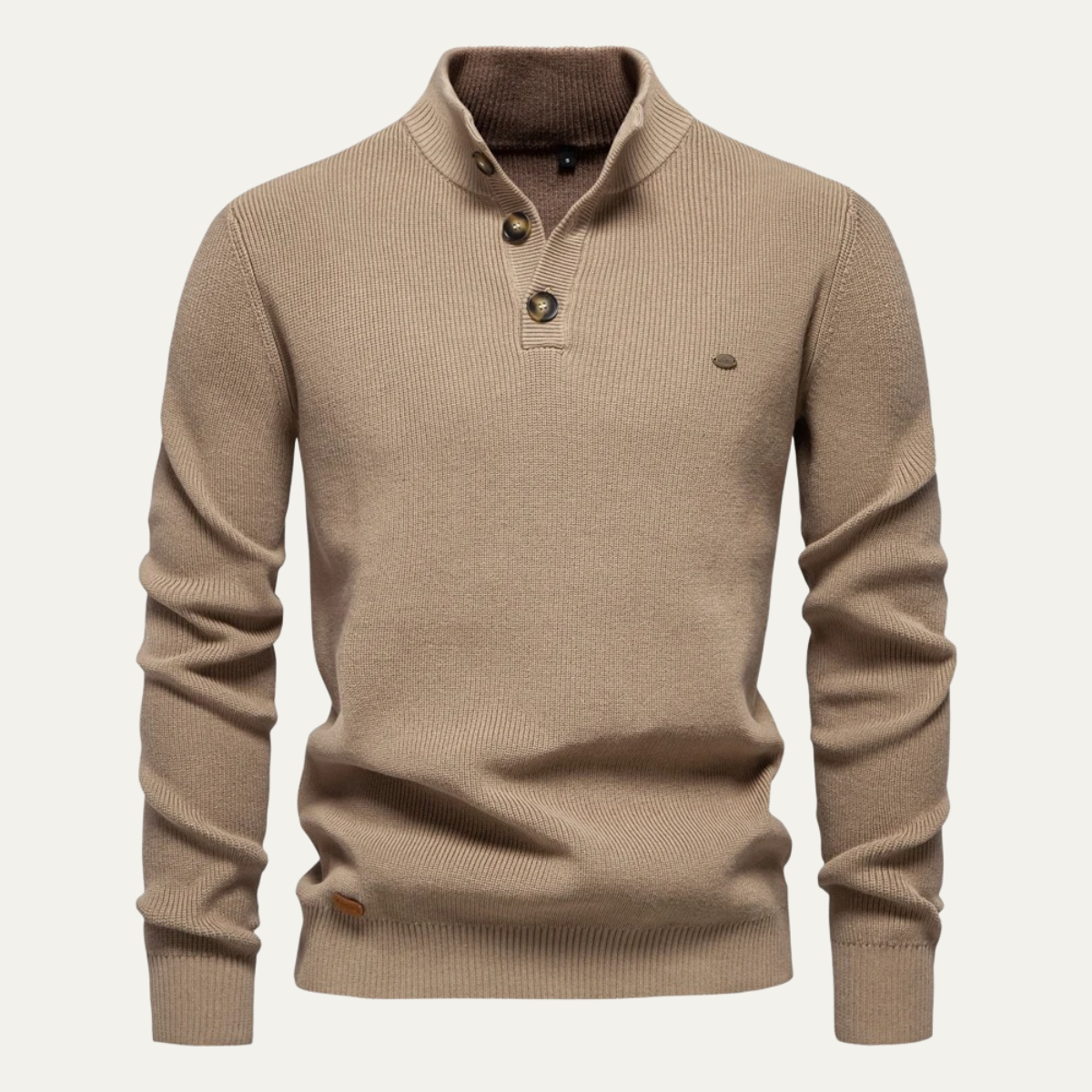 Vulcano Men's Turtleneck Sweater Mock Neck Button Up - Fashinoza