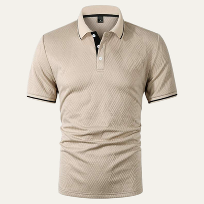 Men's Textured Polo Shirt Apricot - Fashinoza