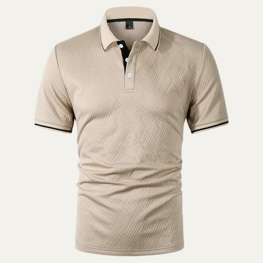 Men's Textured Polo Shirt Apricot - Fashinoza
