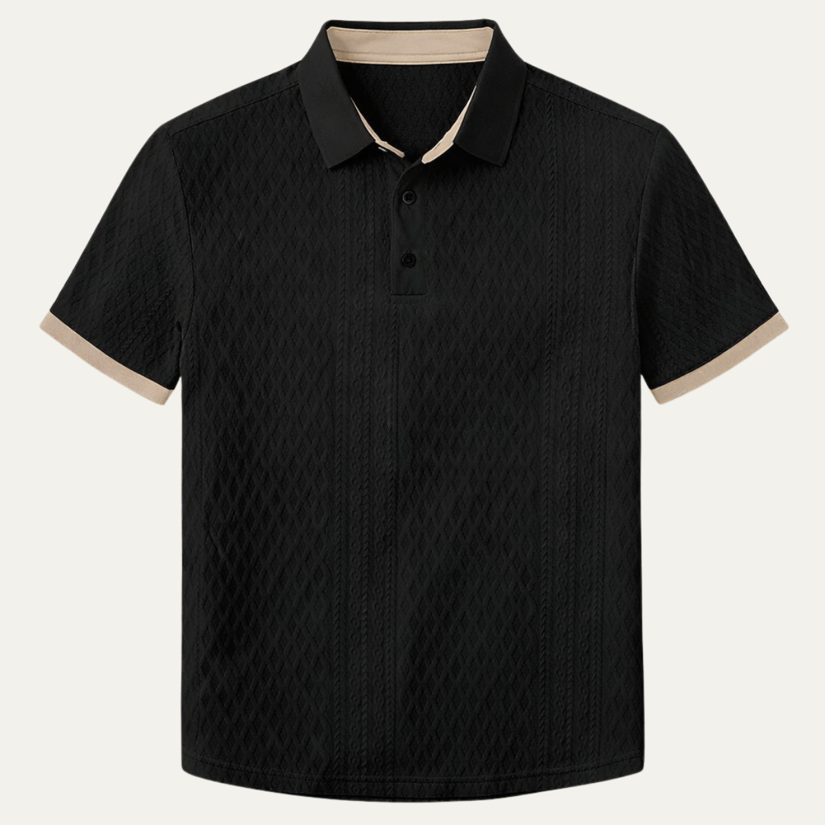 Cedarcrest Park Men's Textured Polo Shirt Contrast Collar - Fashinoza