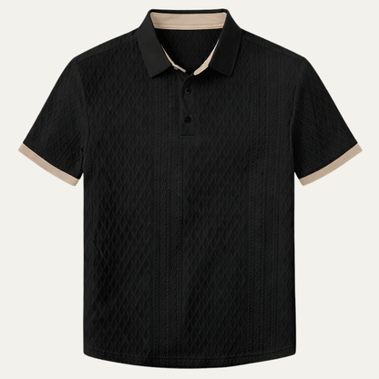 Cedarcrest Park Men's Textured Polo Shirt Contrast Collar - Fashinoza