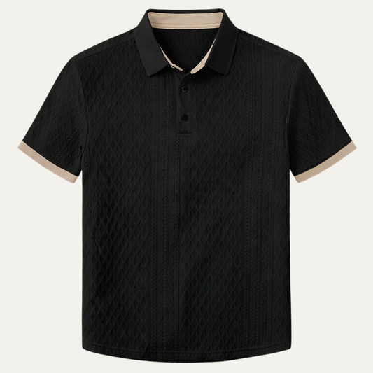 Cedarcrest Park Men's Textured Polo Shirt Contrast Collar - Fashinoza