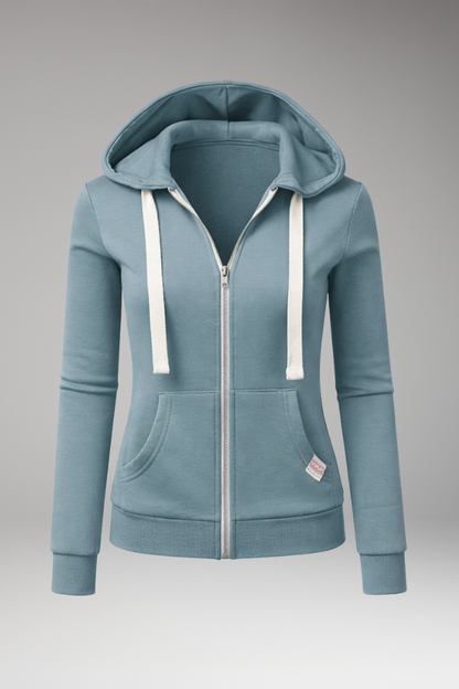 Women's Zipper Hoodie with Front Pockets - 
Fashinoza