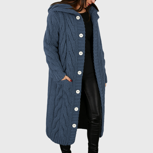 Women's Knitted Button Front Coat - Fashinoza