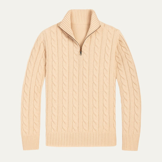 Men's Merino Wool Half Zip Sweater - Fashinoza