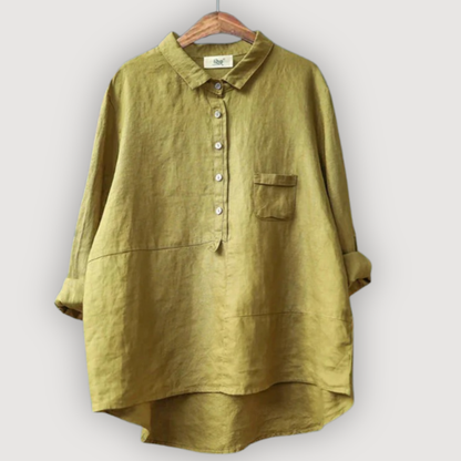 Women's Relaxed Fit Linen Blouse - 
Fashinoza