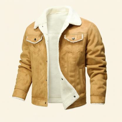 Men's Vintage Leather Shearling Jacket - Fashinoza