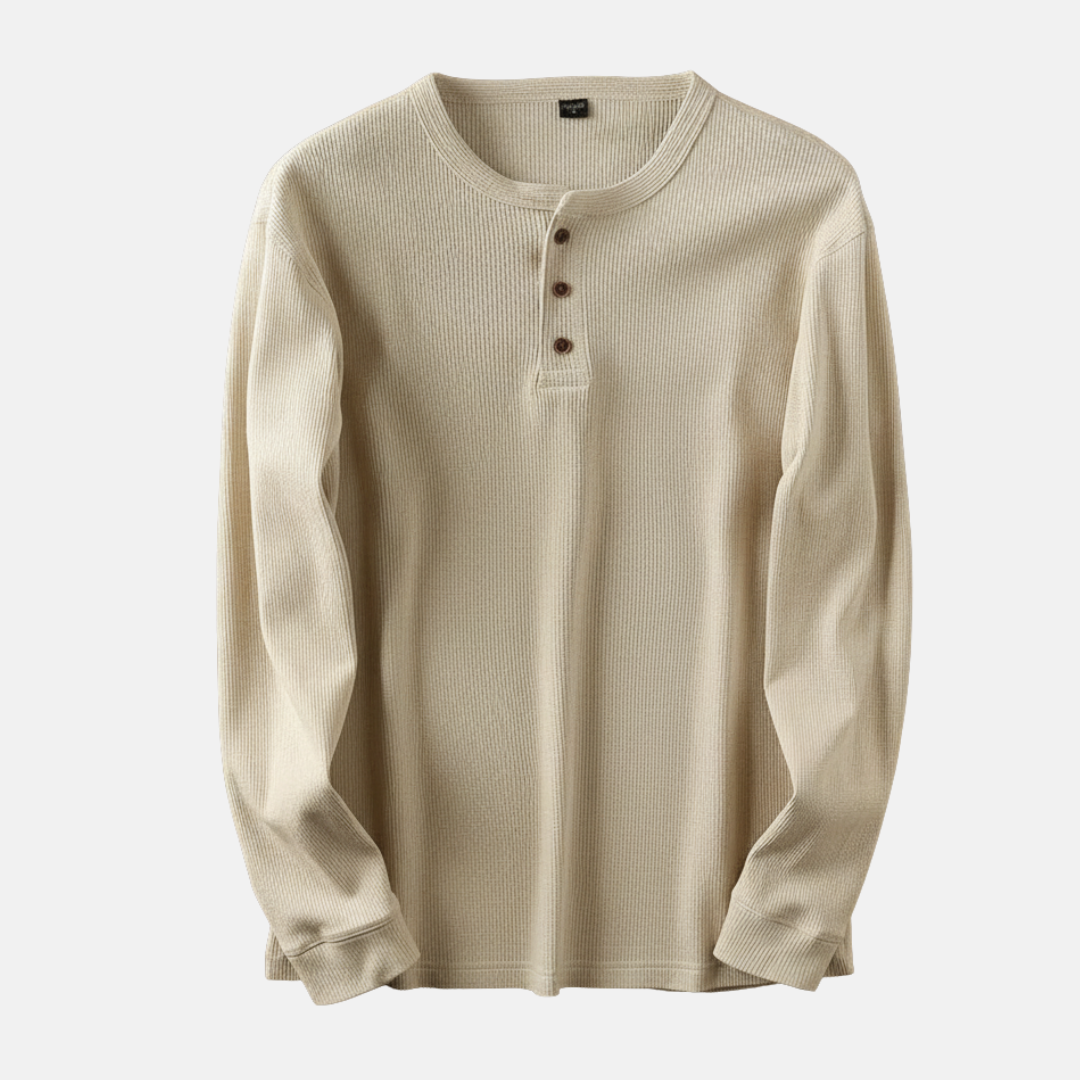 Men's Relaxed Fit Henley Shirt Ribbed Casual - 
Fashinoza