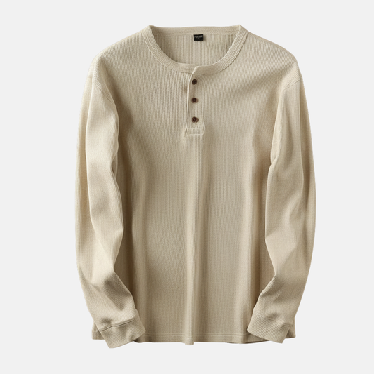 Men's Relaxed Fit Henley Shirt Ribbed Casual - 
Fashinoza