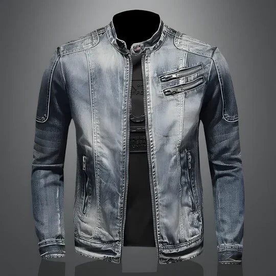 Men's Retro Denim Jacket Rugged Blue