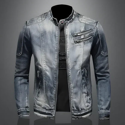 Men's Retro Denim Jacket Rugged Blue
