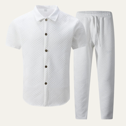 Men's Two Piece Casual Shirt And Pants Set - Fashinoza