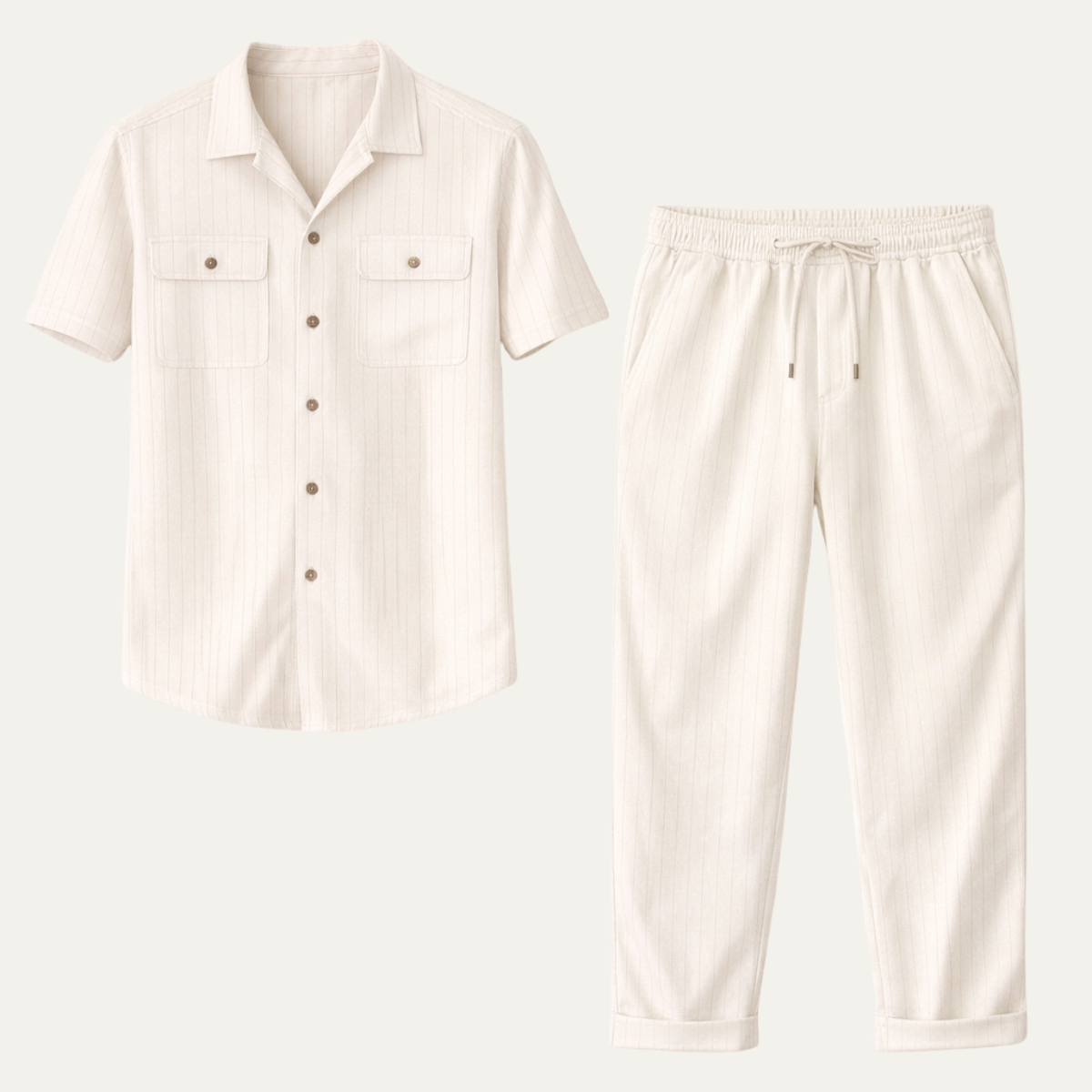 Edgemont Men's Casual Button Up Shirt And Pants Set - Fashinoza