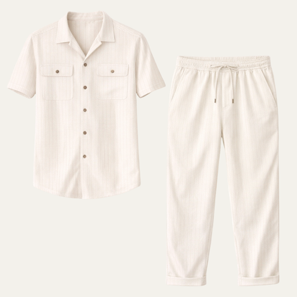 Edgemont Men's Casual Button Up Shirt And Pants Set - Fashinoza