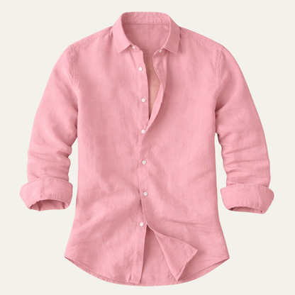 Men's Linen Beach Shirt Lightweight Summer Beige - Fashinoza