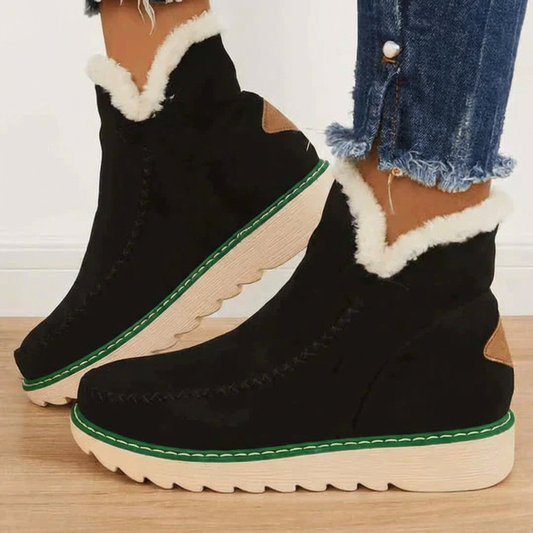 Women's Fleece Lined Ankle Boots Slip On Comfortable - 
Fashinoza