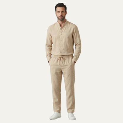 Men's Cotton Linen Casual Shirt Pants Set