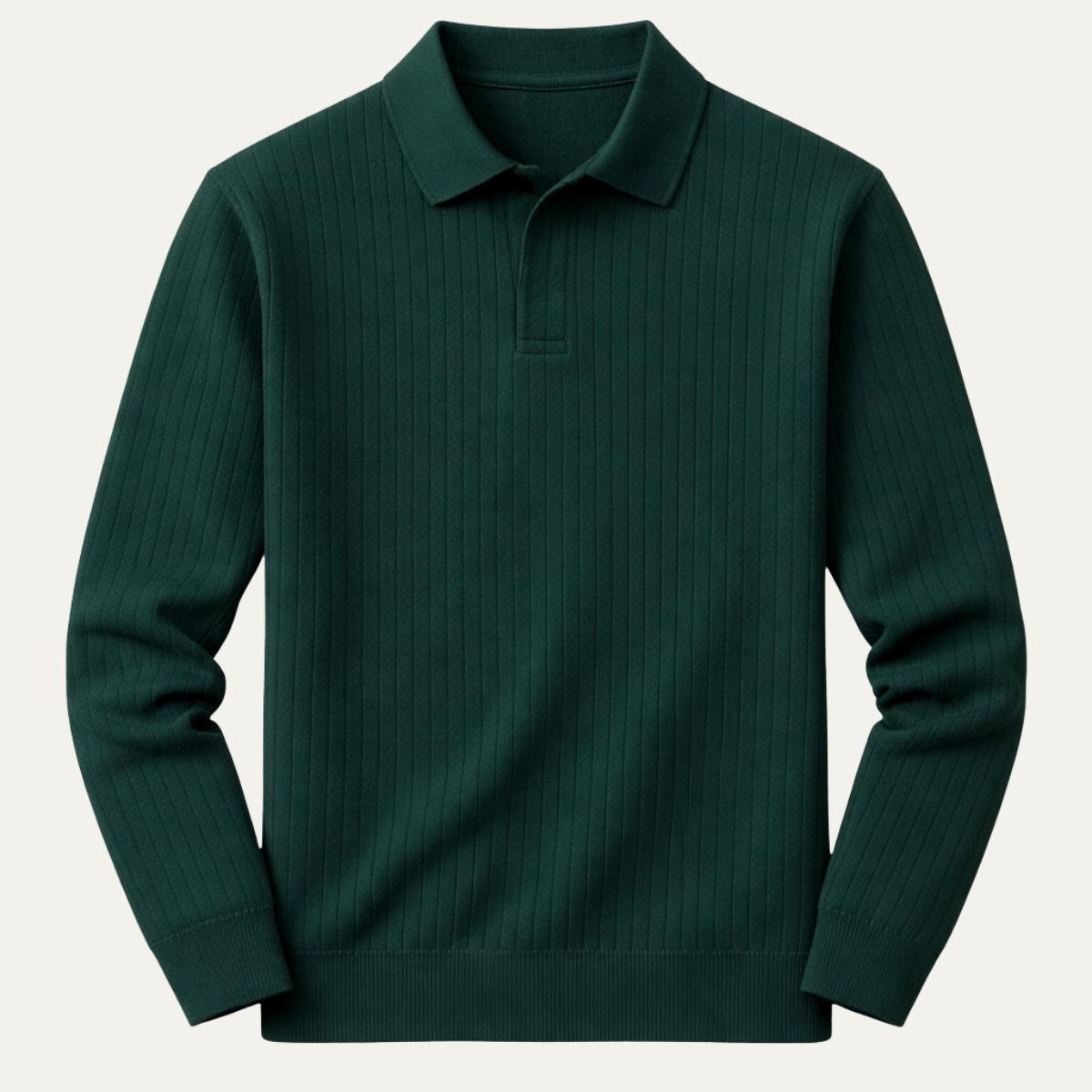 Men's Long Sleeve Ribbed Polo Shirt - Fashinoza