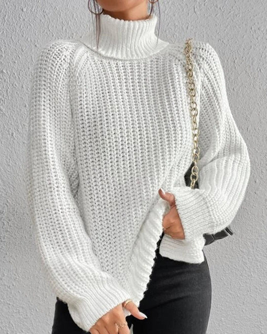 Women's Relaxed Fit Knit Turtleneck Sweater - Fashinoza