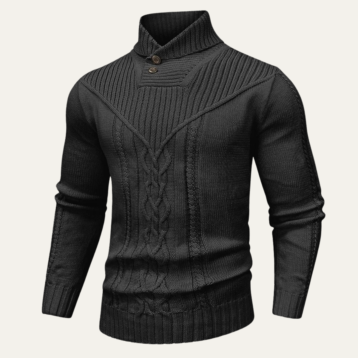 Men's Ribbed Knit Sweater Button Neck Winter - Fashinoza