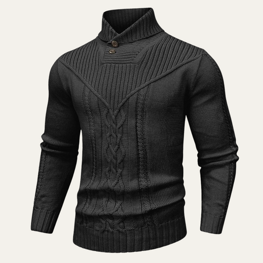 Men's Ribbed Knit Sweater Button Neck Winter - Fashinoza