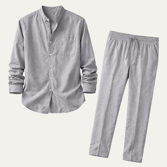 Men's Linen Shirt And Pants Set Relaxed Fit - Fashinoza