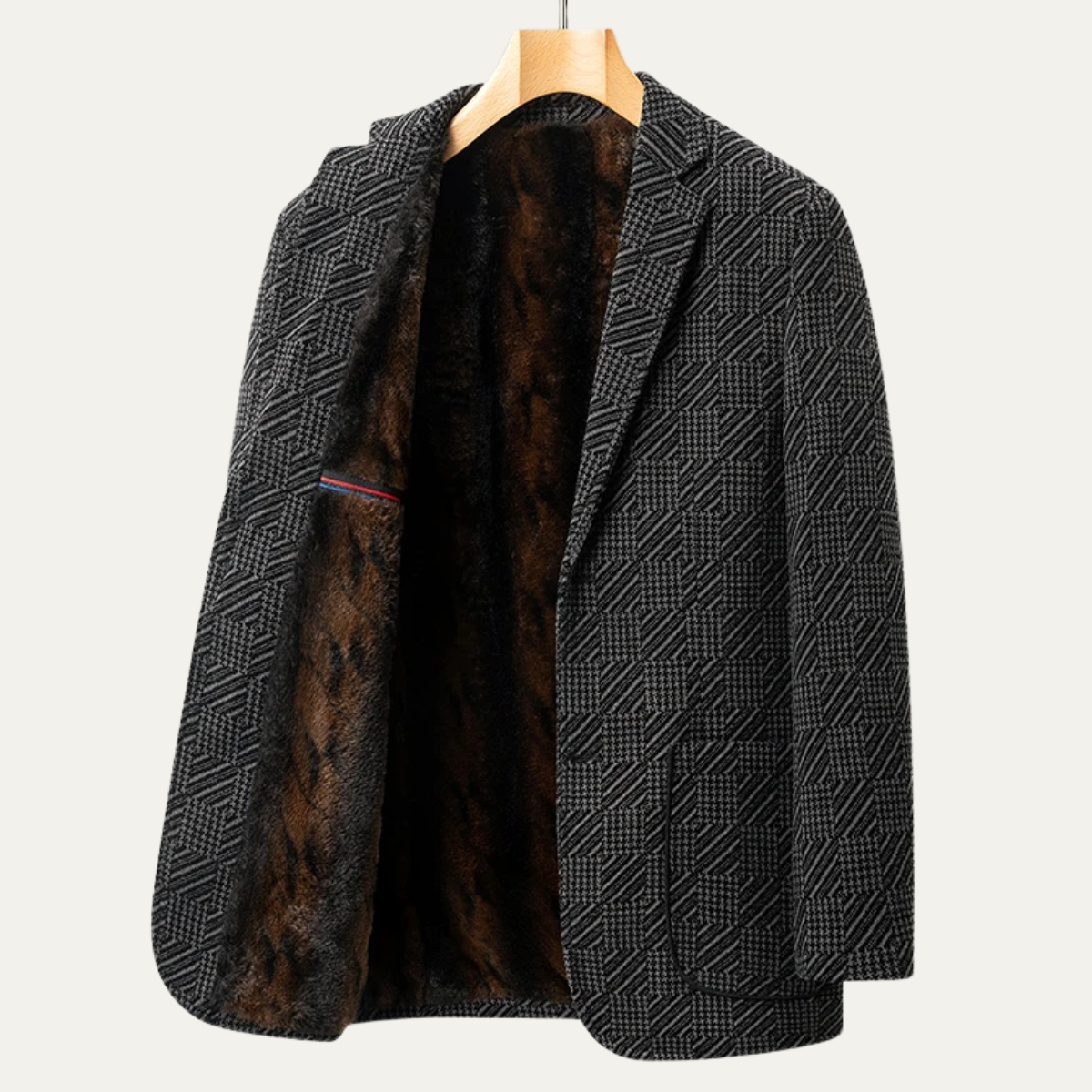 Men's Textured Fleece Lined Winter Blazer