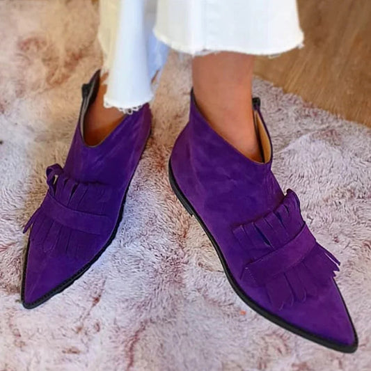 Women's Fringed Ankle Boots - Fashinoza