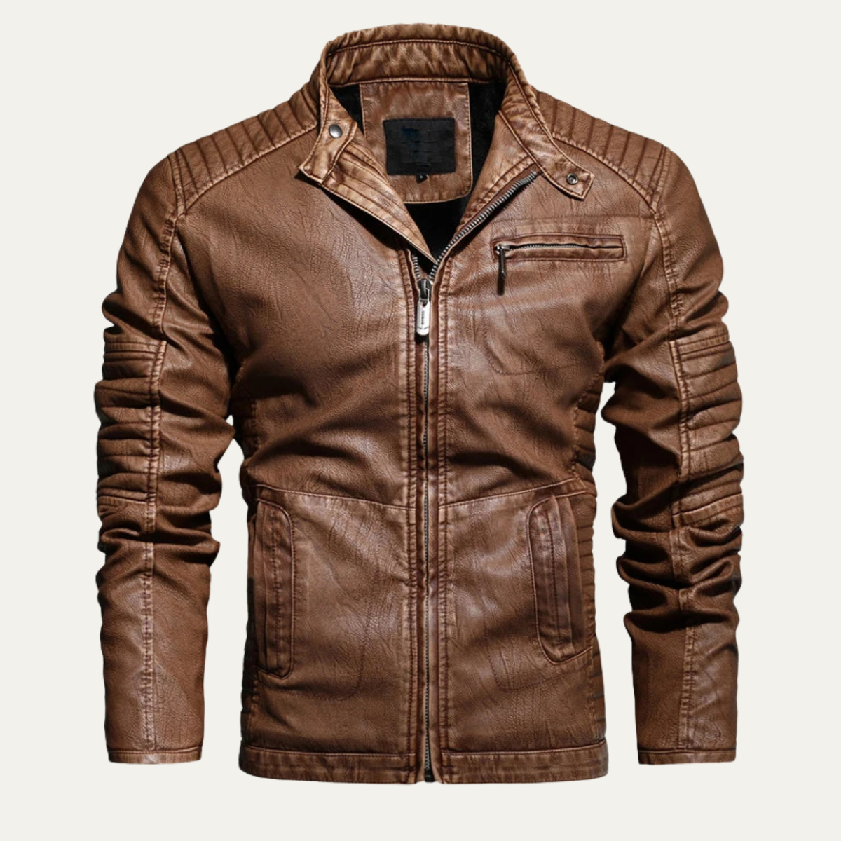 Men's Classic Leather Biker Jacket - Fashinoza