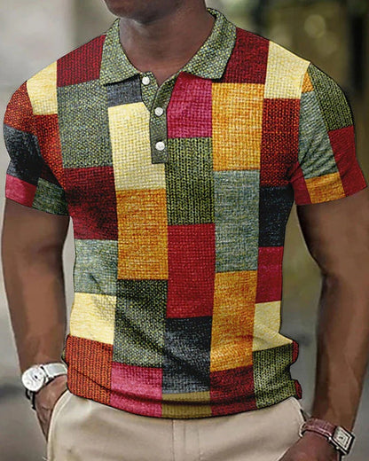 Men's Checkered Polo Shirt Modern Comfortable Design