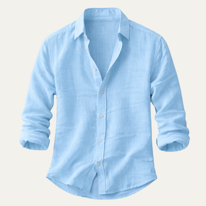 Men's Cotton Linen Beach Shirt Lightweight - Fashinoza