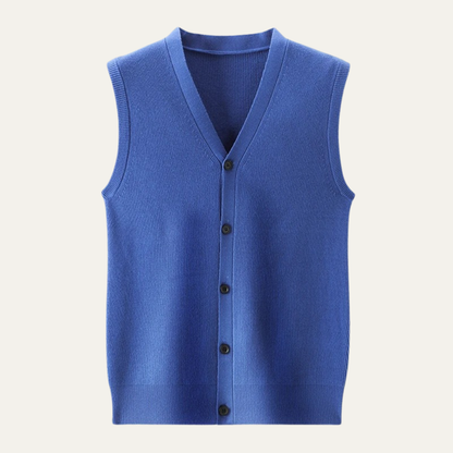 Men's Knit Waistcoat Smart Button Closure - Fashinoza