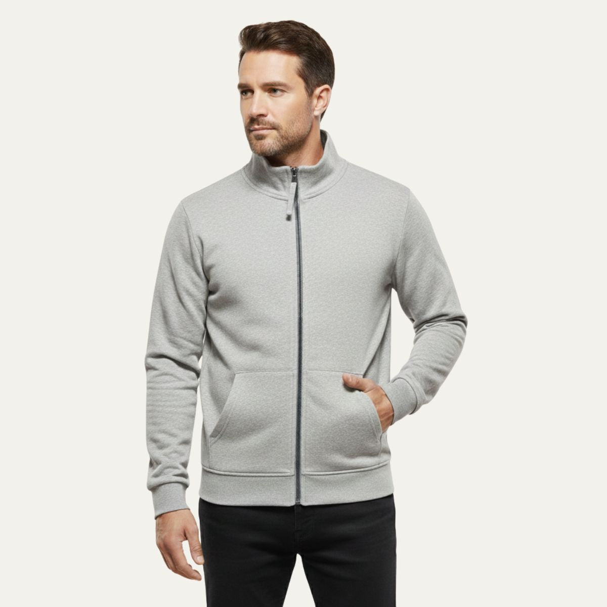 Men's Cotton Zip Up Jacket with Pockets