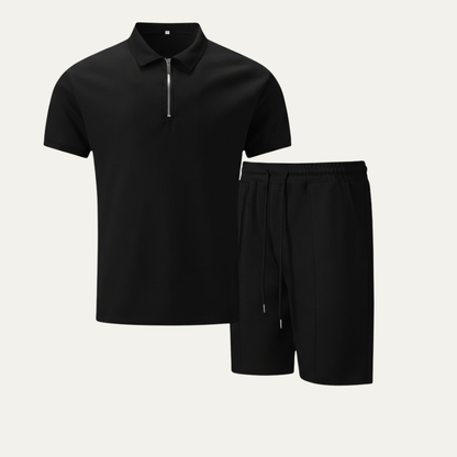 Men's Casual Summer Set Shirt And Shorts Solid Color