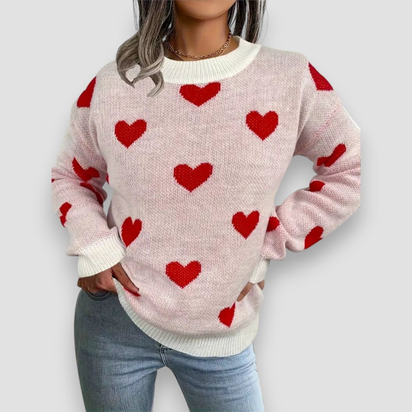 Women's Heart Print Sweater