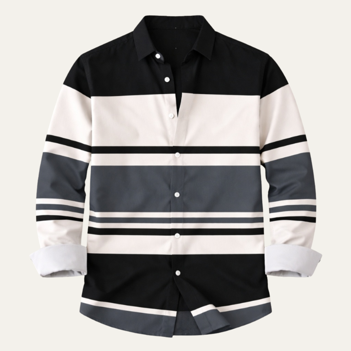 Men's Striped Dress Shirt Color Block Modern Style