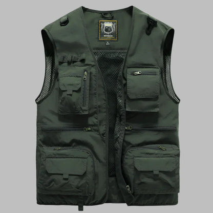 Men's Summer Vest Multi Pocket Cotton Tan