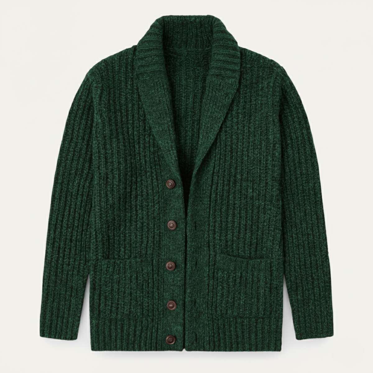 Men's Chunky Knit Cardigan Shawl Collar