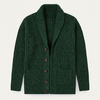 Men's Chunky Knit Cardigan Shawl Collar